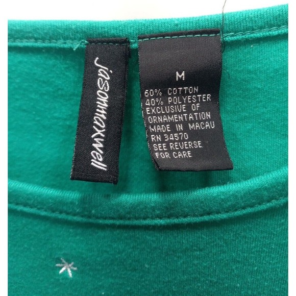 Jason Maxwell Medium Santa and Reindeer Long Sleeve Christmas Shirt Green - Picture 3 of 4